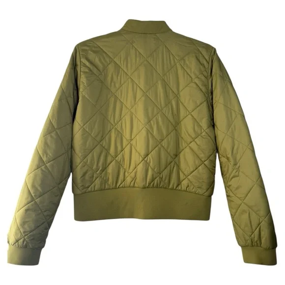 Lululemon Warm Two Way Reversible Bomber Jacket Size 8 Mossy Green Quilted - Picture 9 of 15